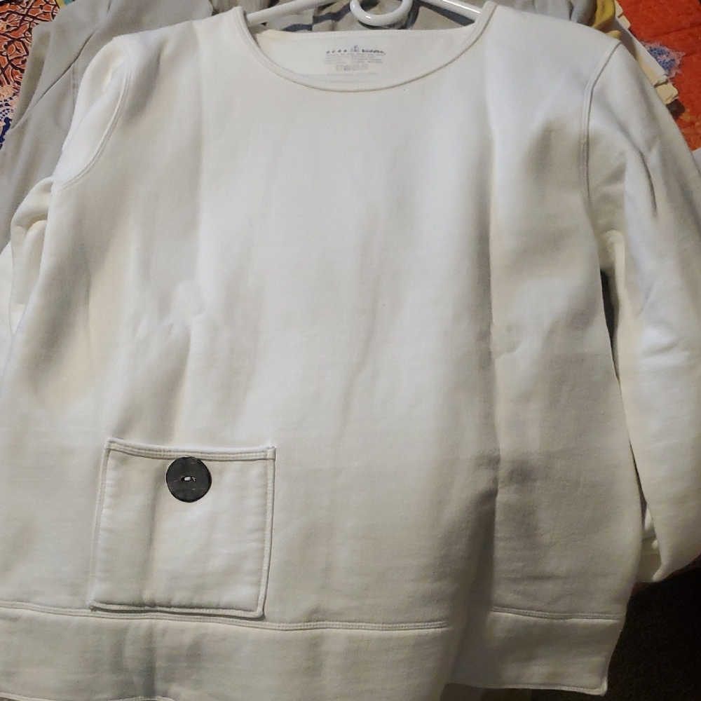Neon Buddha Cream Sweatshirt with Button Pocket